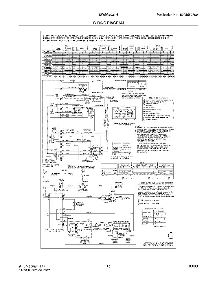 WIRING DIAGRAM Diagram and Parts List for SWSG1031HQ4  Westinghouse Washer Dryer Combo