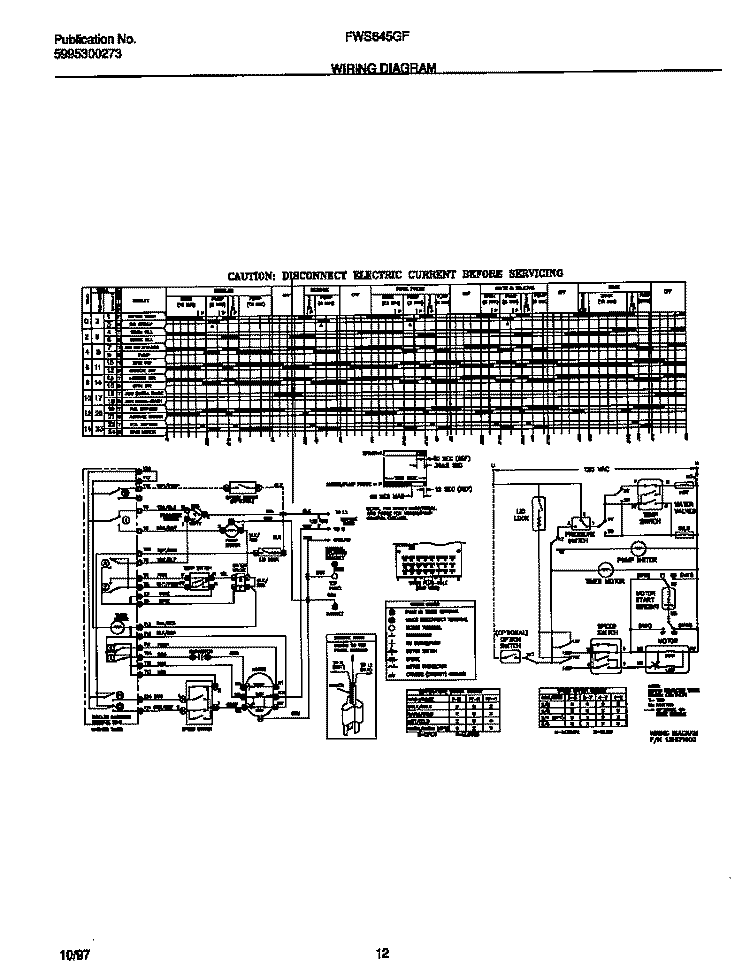 WIRING DIAGRAM Diagram and Parts List for FWS645GFT0  Frigidaire Washer