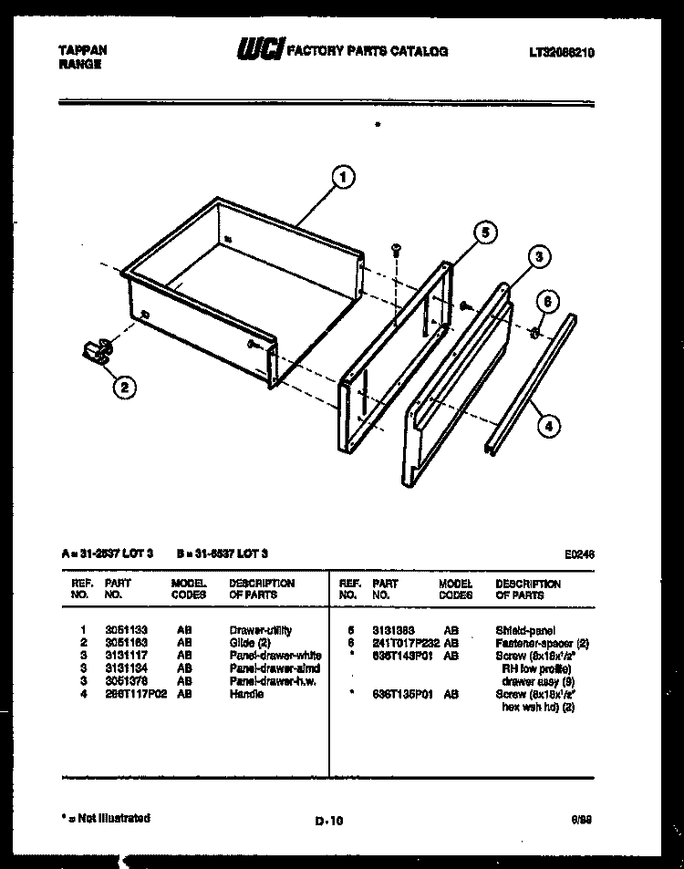 BROILER PARTS Diagram and Parts List for 31-3647-23-03  Tappan Range
