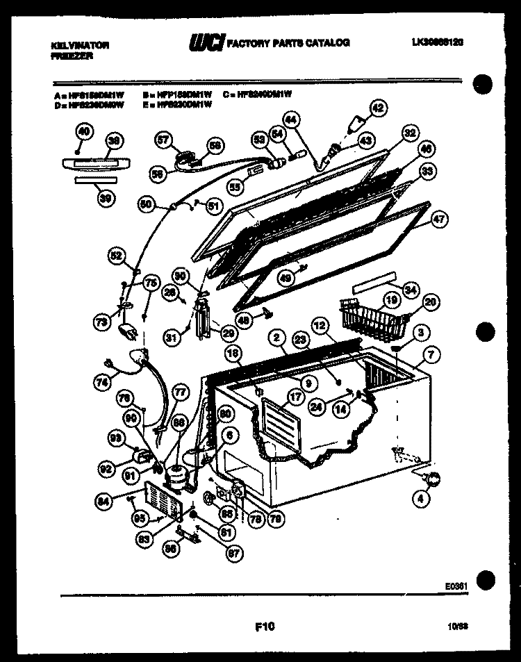 CHEST FREEZER PARTS Diagram and Parts List for HFS230DM0W  Kelvinator Freezer