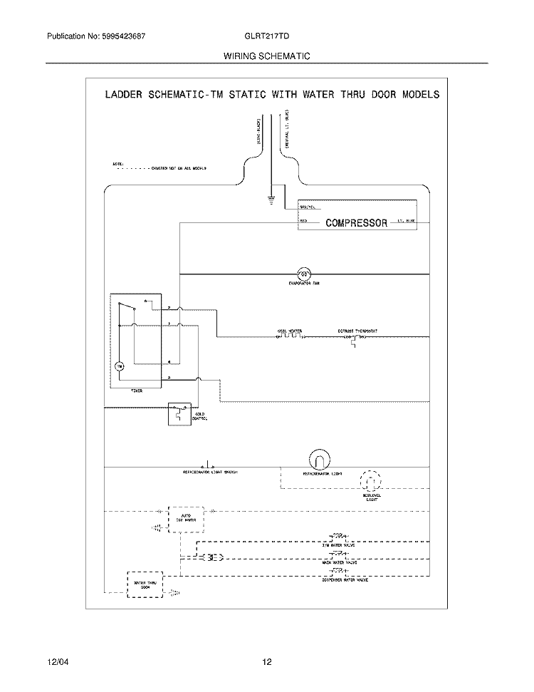 WIRING SCHEMATIC Diagram and Parts List for GLRT217TDQ3  Frigidaire Refrigerator