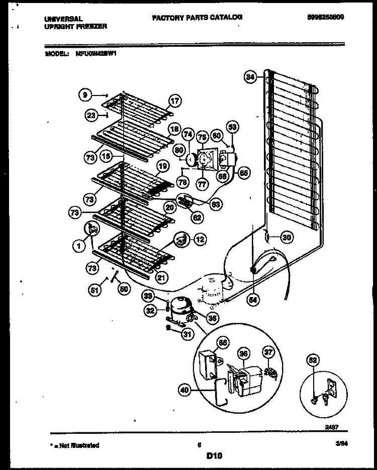 SYSTEM AND ELECTRICAL PARTS Diagram and Parts List for MFU09M2BW1  Frigidaire Freezer