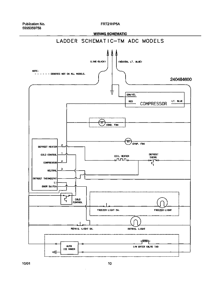 WIRING SCHEMATIC Diagram and Parts List for FRT21HP5AB1  Frigidaire Refrigerator