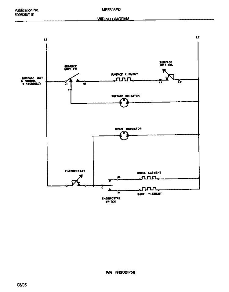 WIRING DIAGRAM Diagram and Parts List for MEF303PCWB  Tappan Range