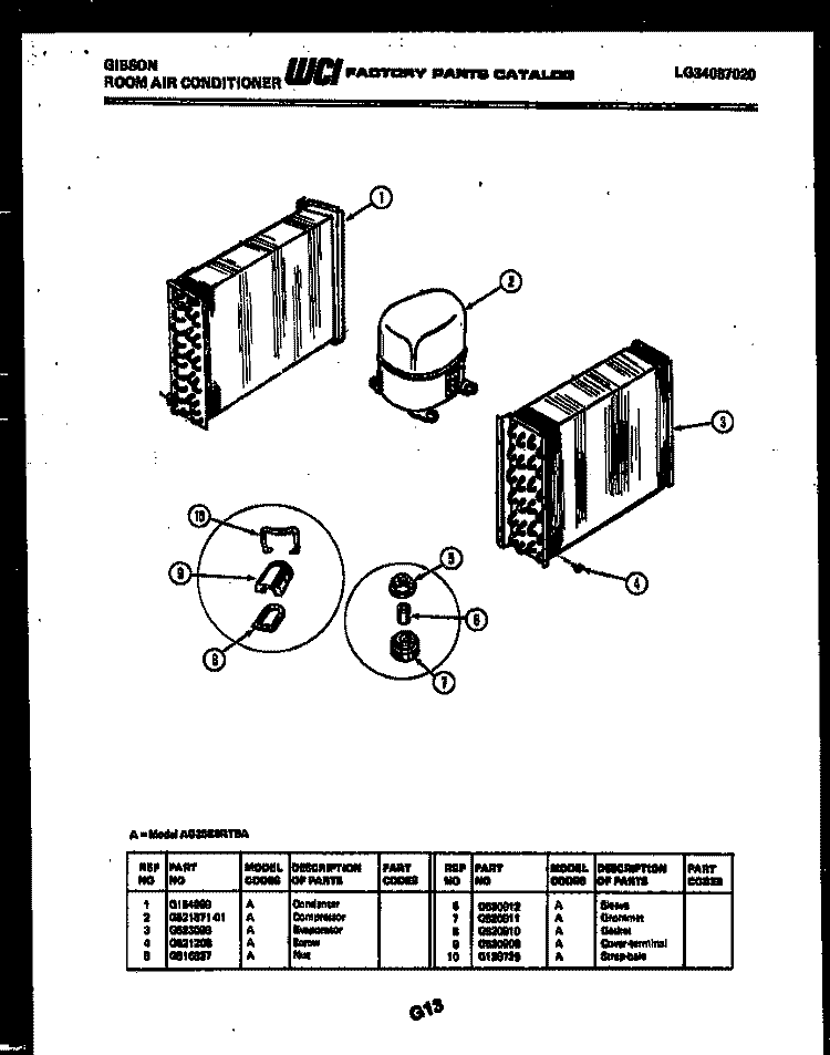UNIT PARTS Diagram and Parts List for AG25E6RTBA  Gibson Air Conditioner