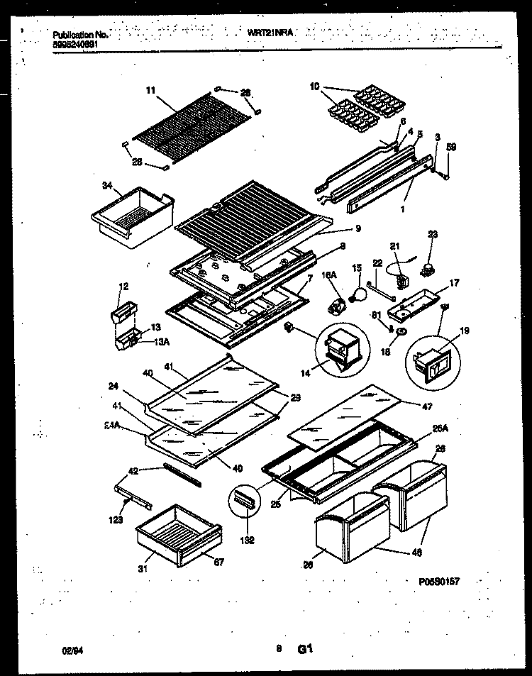 SHELVES AND SUPPORTS Diagram and Parts List for WRT21NRAW0  Frigidaire Refrigerator