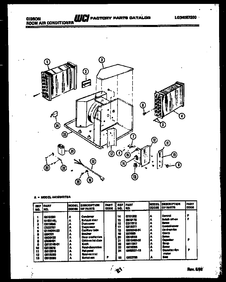 ELECTRICAL PARTS Diagram and Parts List for AK18E4RTBA  Gibson Air Conditioner