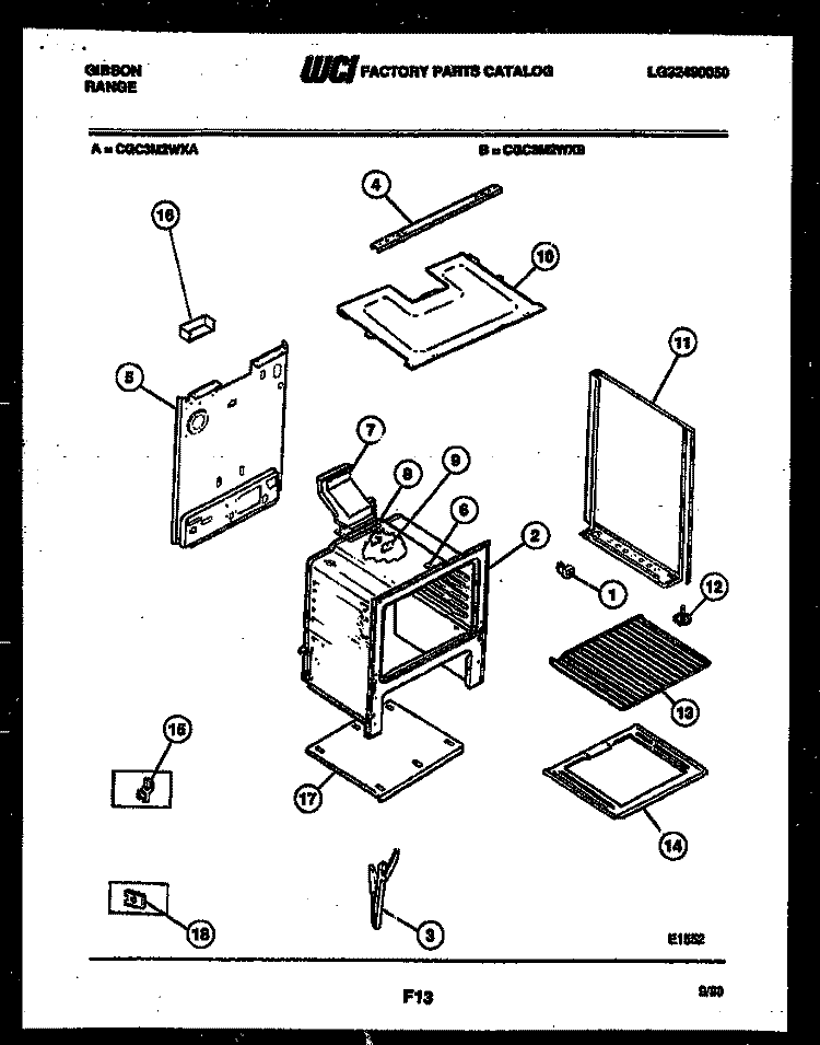 BODY PARTS Diagram and Parts List for CGC3M2WXB  Gibson Range