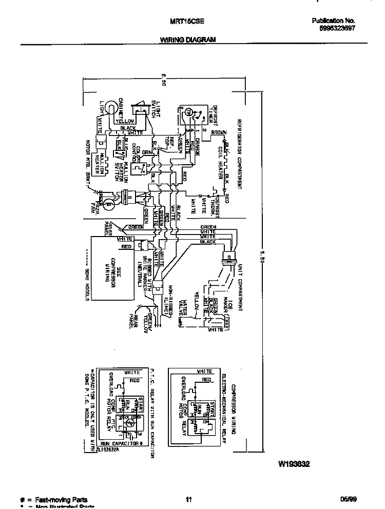 WIRING DIAGRAM Diagram and Parts List for MRT15CSEWC  Frigidaire Refrigerator