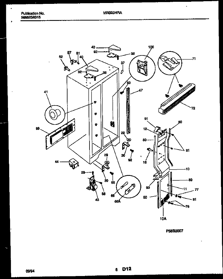 CABINET PARTS Diagram and Parts List for MRS20HRAD3  Frigidaire Refrigerator