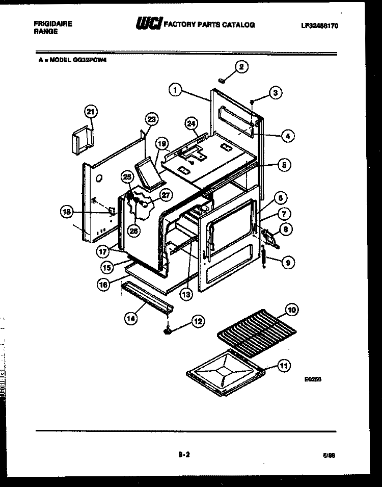 BODY PARTS Diagram and Parts List for GG32PCW4  Frigidaire Range