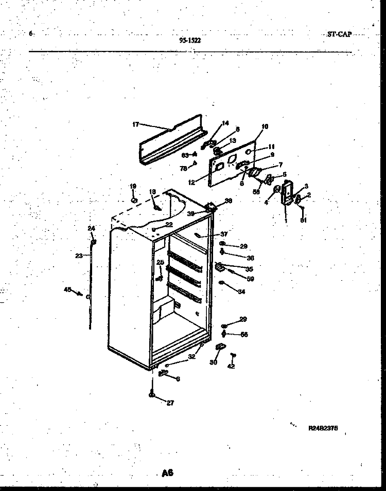 CABINET PARTS Diagram and Parts List for 95-1522-23-00  Tappan Refrigerator