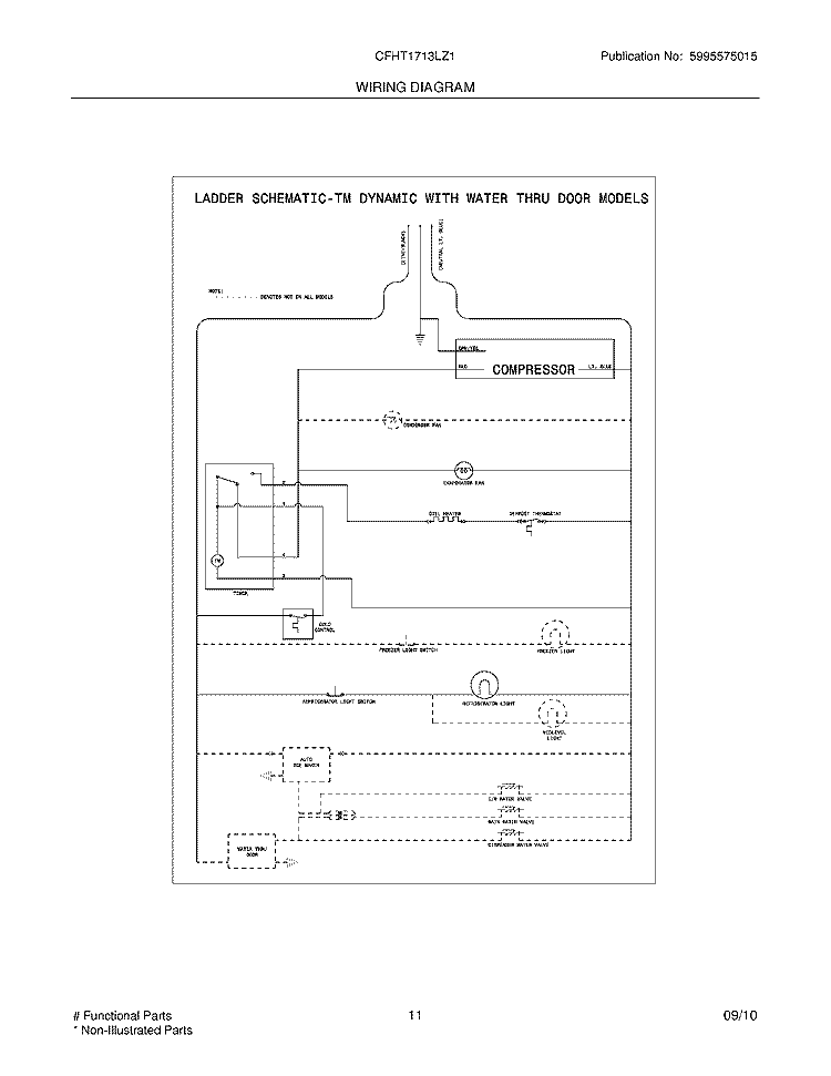 WIRING DIAGRAM Diagram and Parts List for CFHT1713LZ1  Frigidaire Refrigerator