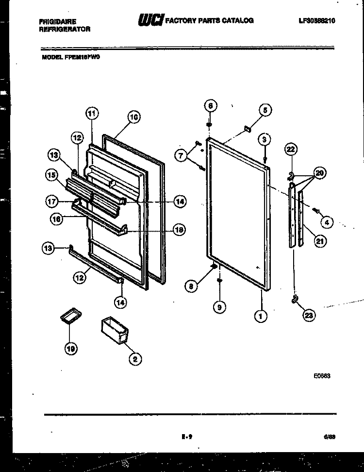 DOOR PARTS Diagram and Parts List for FPEM18FF0  Frigidaire Refrigerator