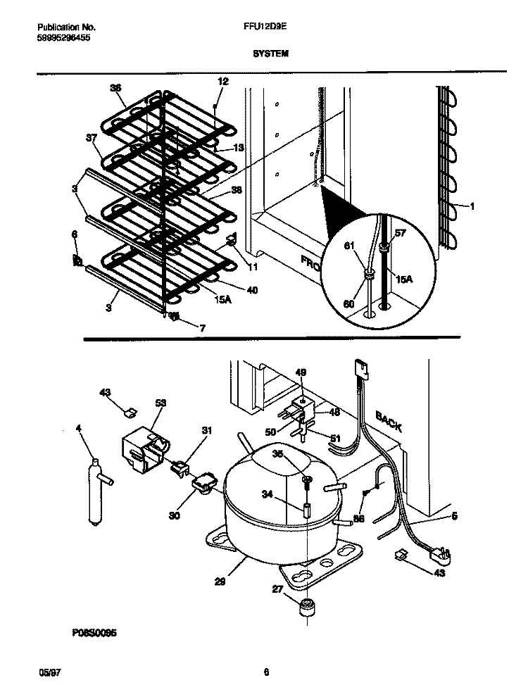 SYSTEM Diagram and Parts List for FFU12D9EW2  Frigidaire Freezer