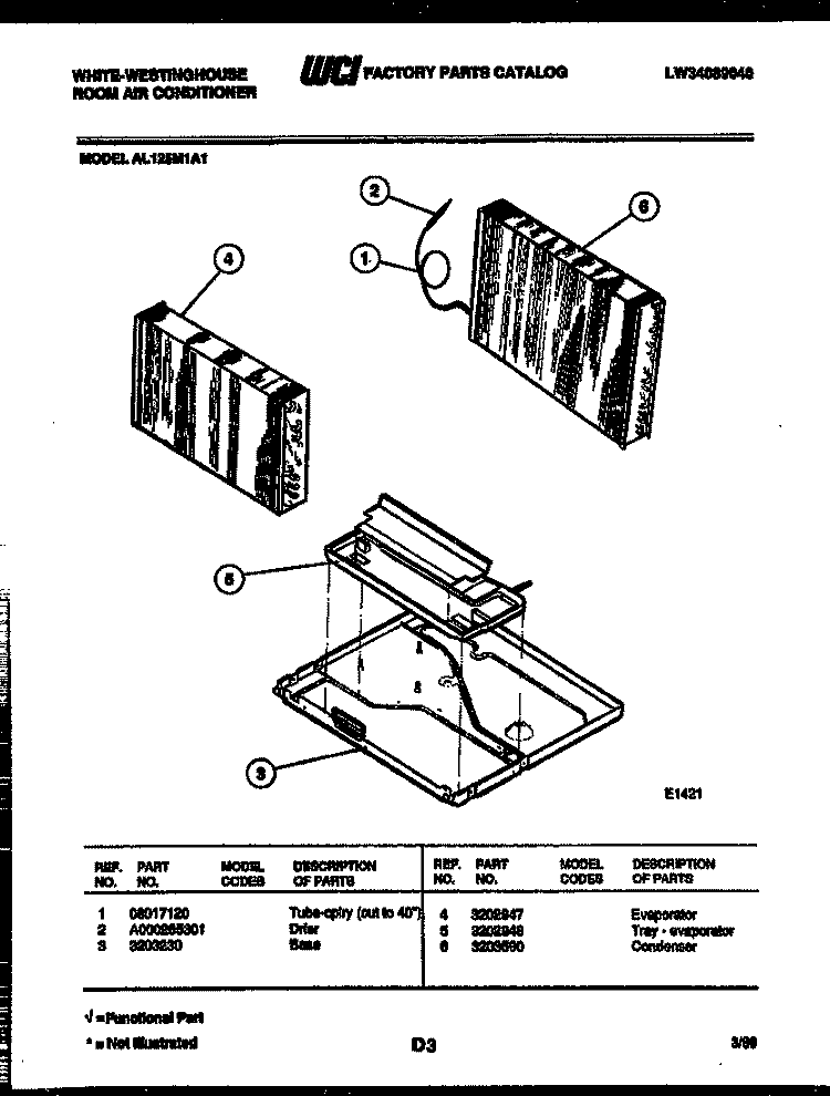 UNIT PARTS Diagram and Parts List for AL125M1A1  Frigidaire Air Conditioner