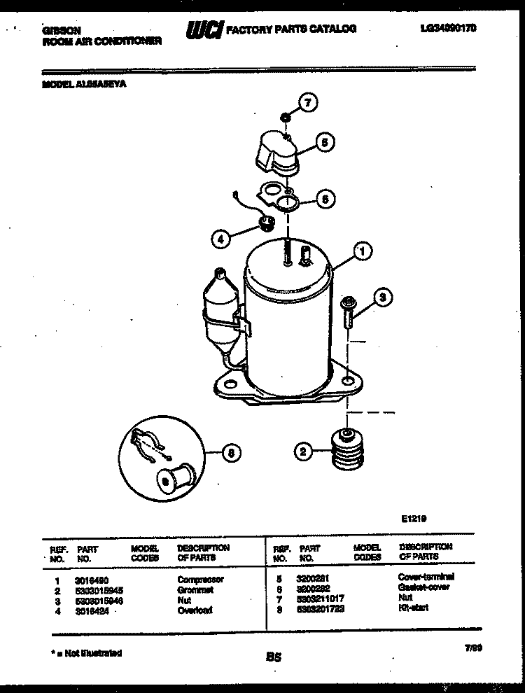 COMPRESSOR Diagram and Parts List for AL05A5EYA  Gibson Air Conditioner