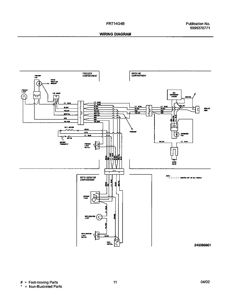 WIRING DIAGRAM Diagram and Parts List for FRT14G4BQ0  Frigidaire Refrigerator