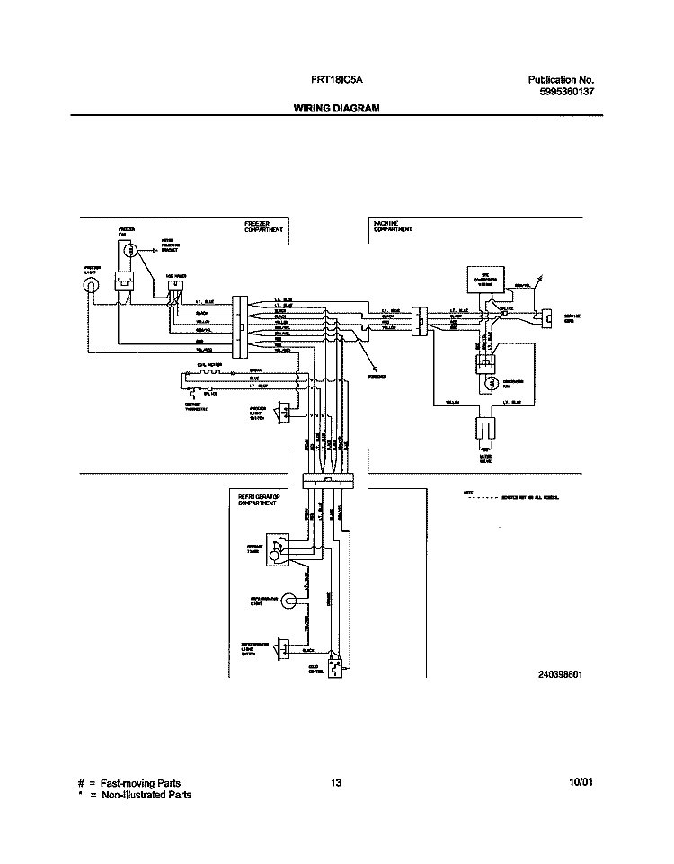 WIRING DIAGRAM Diagram and Parts List for FRT18IC5AT4  Frigidaire Refrigerator