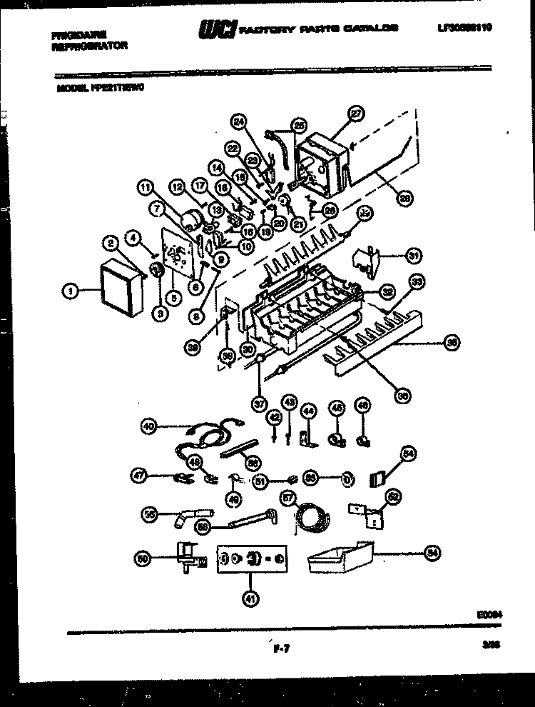 ICE MAKER AND INSTALLATION PARTS Diagram and Parts List for FPE21TIEF0  Frigidaire Refrigerator