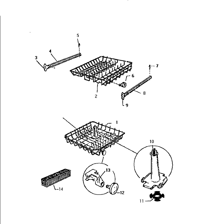 RACKS & WASH TOWER Diagram and Parts List for SU500DXR5  Frigidaire Dishwasher
