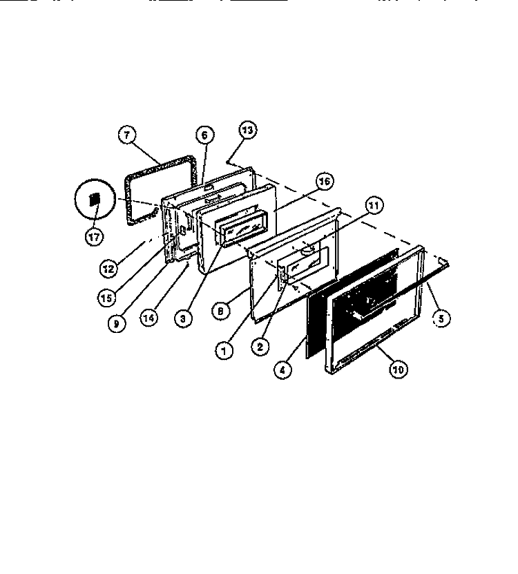 DOOR Diagram and Parts List for REM638BDL5  Frigidaire Range