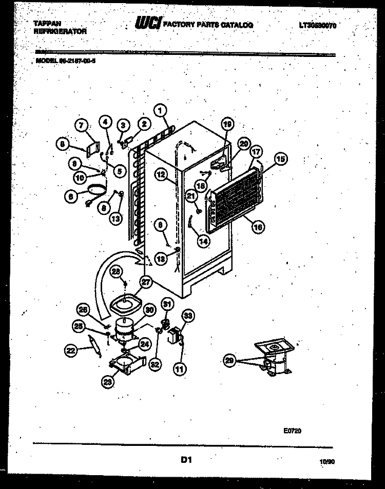 SYSTEM AND AUTOMATIC DEFROST PARTS Diagram and Parts List for 95-2187-23-05  Tappan Refrigerator