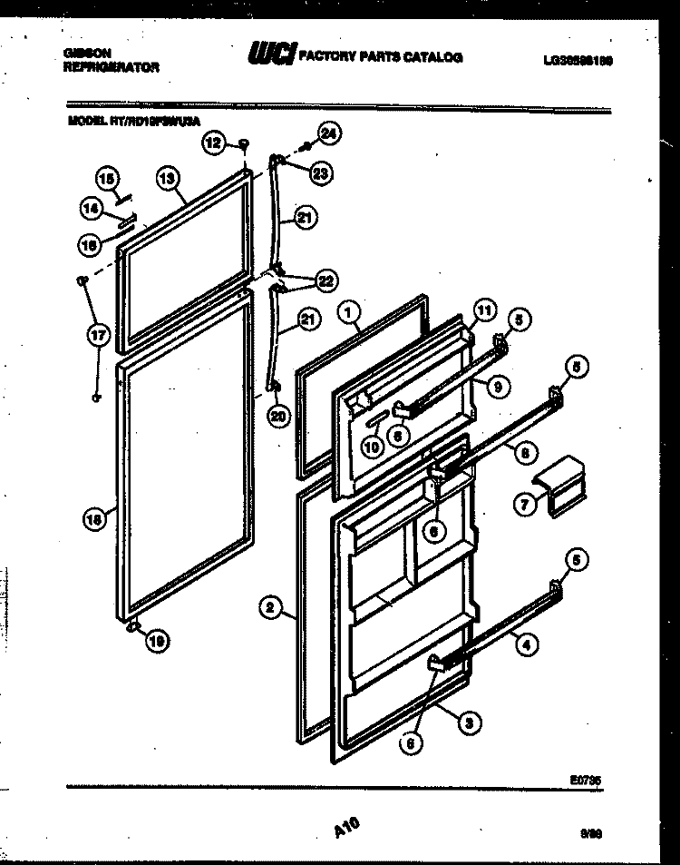 DOOR PARTS Diagram and Parts List for RD19F3WU3A  Gibson Refrigerator