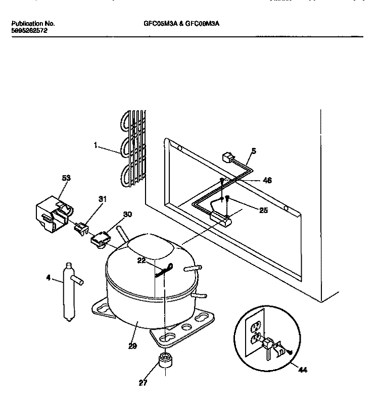 COMPRESSOR Diagram and Parts List for GFC09M3AD1  Gibson Freezer