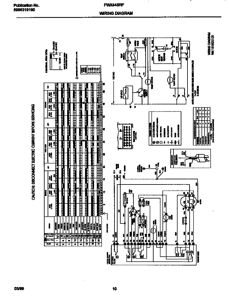 WIRING DIAGRAM Diagram and Parts List for FWX445RFT3  Frigidaire Washer