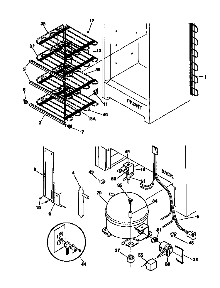 SYSTEMS Diagram and Parts List for F82D179BW0  Frigidaire Freezer