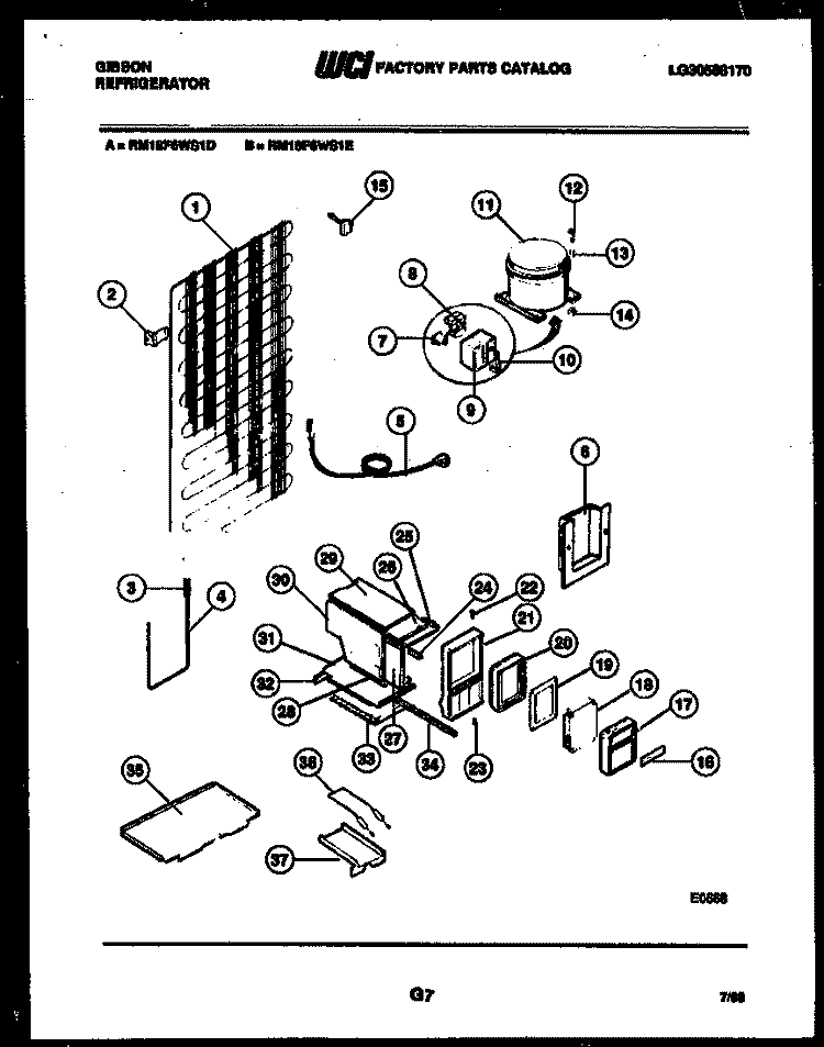 SYSTEM AND AUTOMATIC DEFROST PARTS Diagram and Parts List for RM18F6WS1D  Gibson Refrigerator