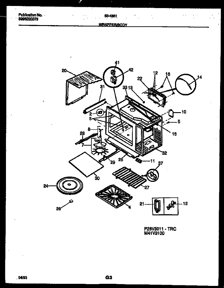 WRAPPER AND BODY PARTS Diagram and Parts List for 56-4861-10-05  Tappan Microwave