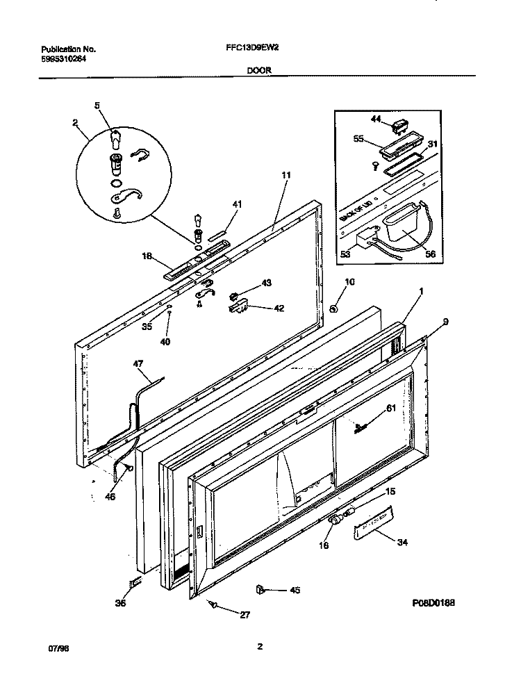 DOOR Diagram and Parts List for FFC13D9EW2  Frigidaire Freezer