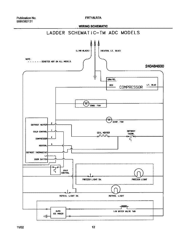 WIRING SCHEMATIC Diagram and Parts List for FRT18LR7AQ6  Frigidaire Refrigerator
