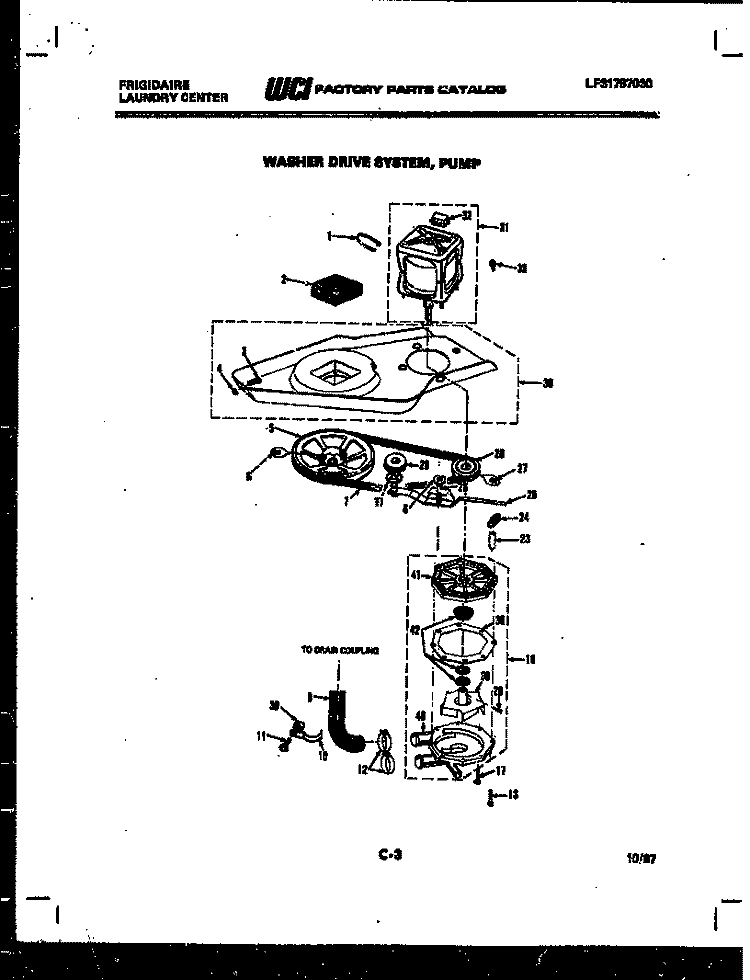 WASHER DRIVE SYSTEM AND PUMP Diagram and Parts List for LC248EL0  Frigidaire Washer Dryer Combo
