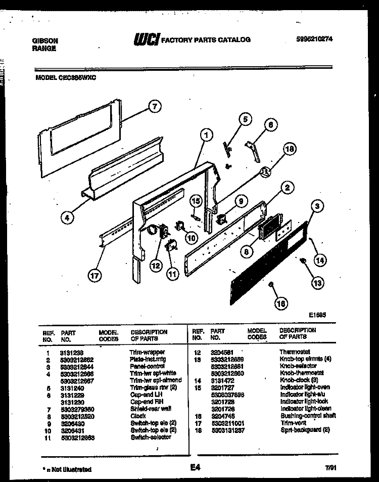 DOOR PARTS Diagram and Parts List for RT21F9DX3B  Gibson Refrigerator