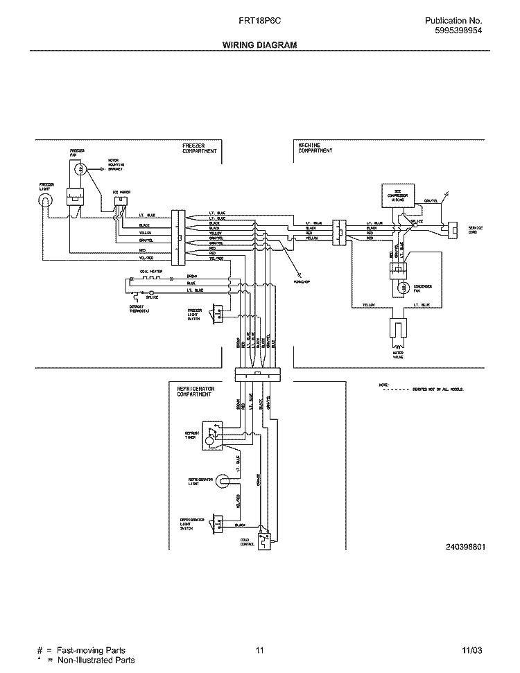 WIRING DIAGRAM Diagram and Parts List for FRT18P6CQ5  Frigidaire Refrigerator