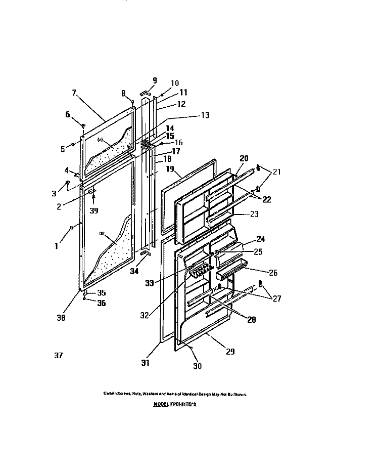 FOOD AND FREEZER DOORS Diagram and Parts List for FPCI21TCW0  Frigidaire Refrigerator