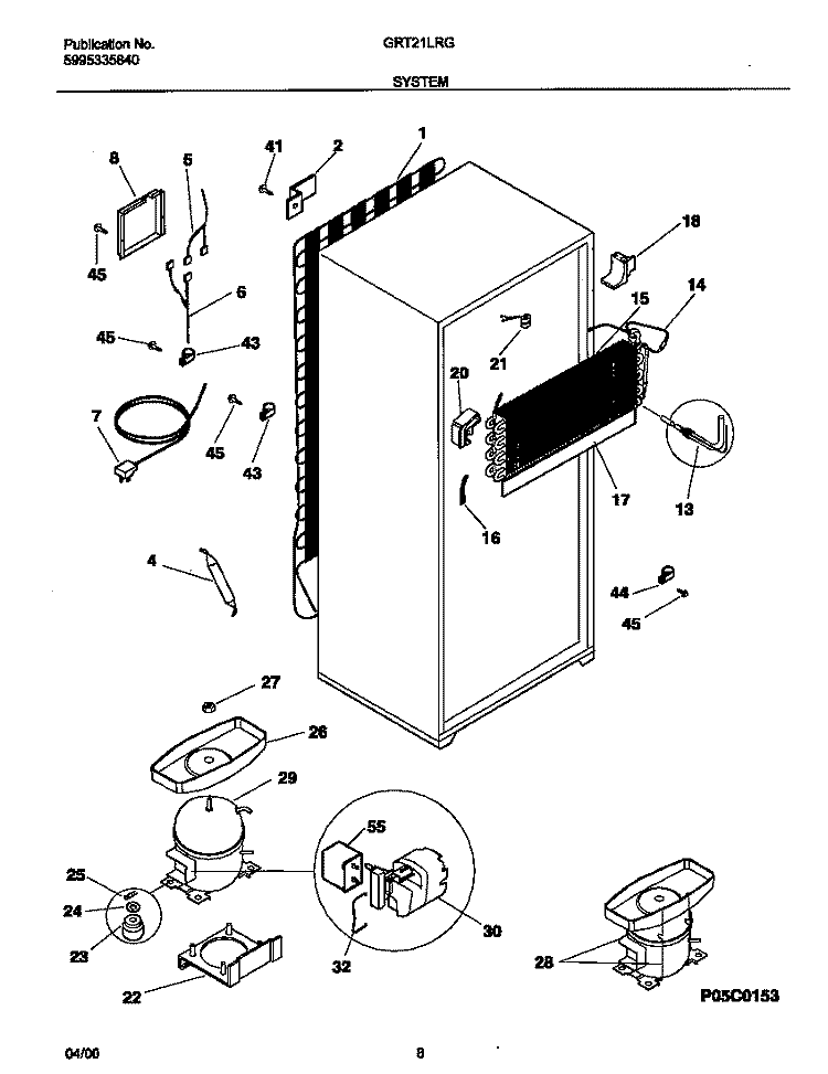 SYSTEM Diagram and Parts List for GRT21LRGD0  Gibson Refrigerator