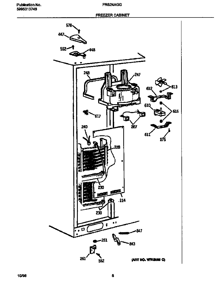 FRZR CABINET Diagram and Parts List for FRS24AGGB1  Frigidaire Refrigerator