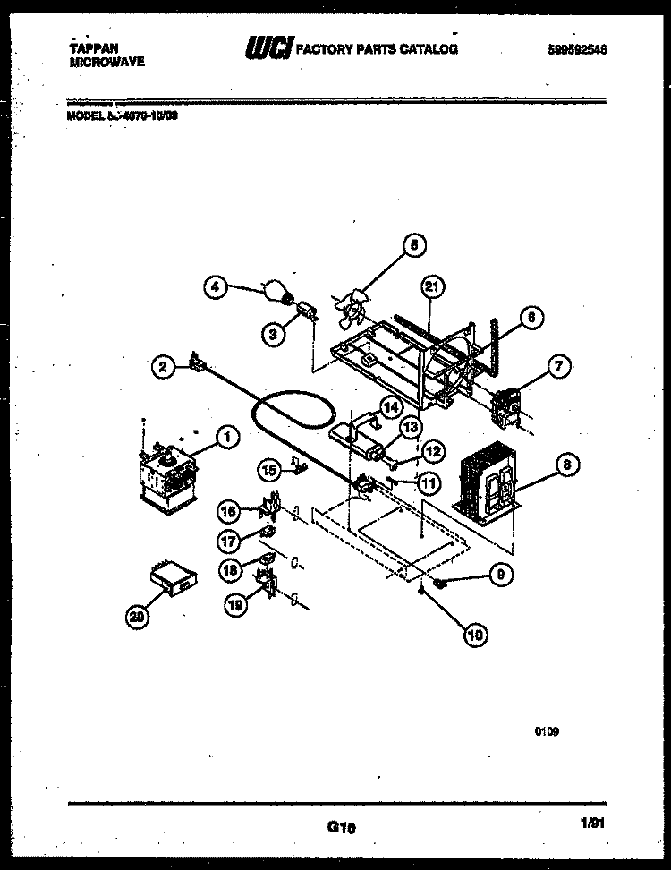 POWER CONTROL Diagram and Parts List for 56-4678-10-03  Tappan Microwave
