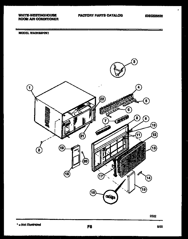 CABINET PARTS Diagram and Parts List for WAS189P2K1  Frigidaire Air Conditioner