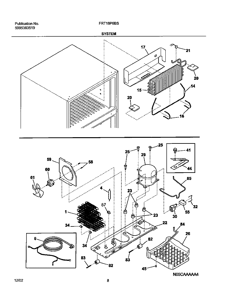 SYSTEM Diagram and Parts List for FRT18P6BSB0  Frigidaire Refrigerator