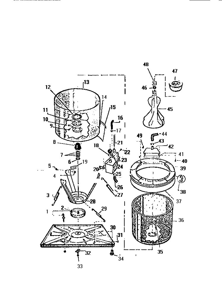 TUBS, BASE Diagram and Parts List for AW501A0W  Kelvinator Washer