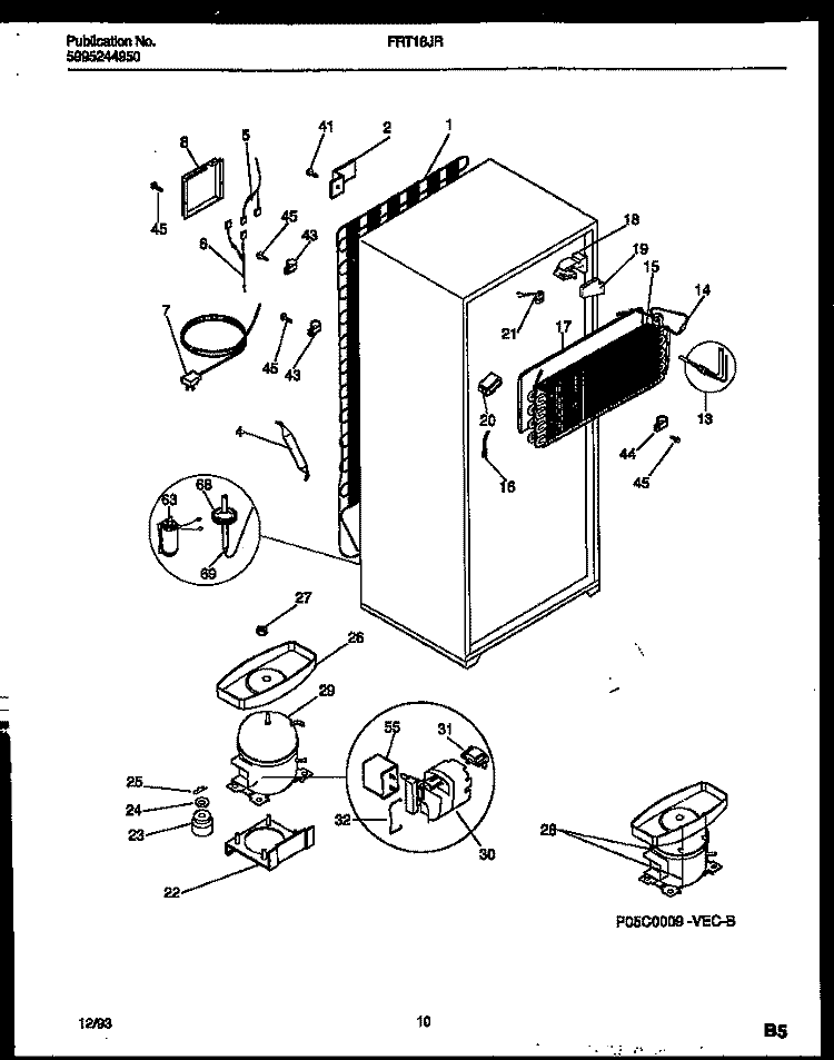 SYSTEM AND AUTOMATIC DEFROST PARTS Diagram and Parts List for FRT18JRAW0  Frigidaire Refrigerator