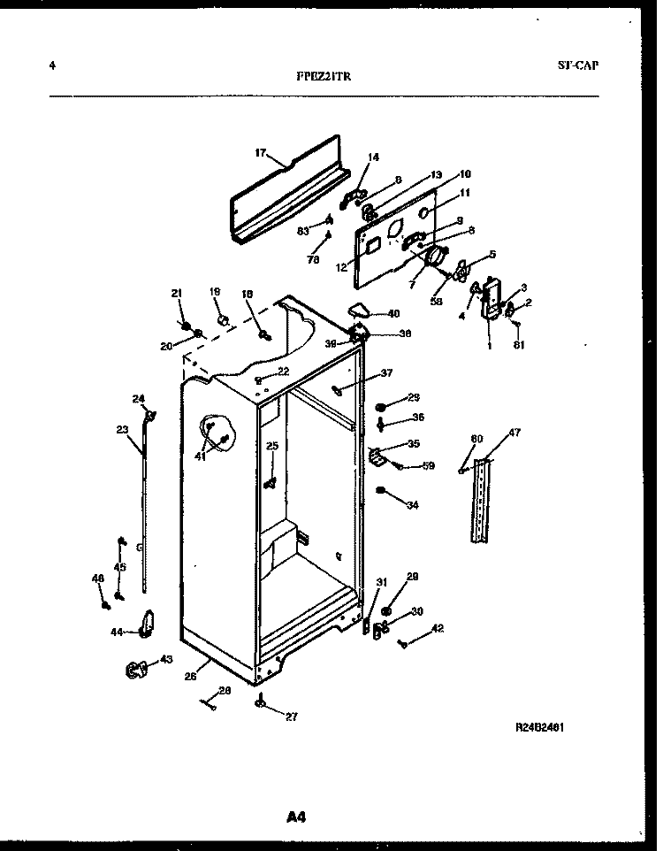 CABINET PARTS Diagram and Parts List for FPEZ21TRW0  Frigidaire Refrigerator