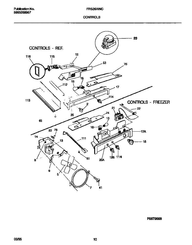 CONTROLS Diagram and Parts List for FRS26WNCD0  Frigidaire Refrigerator