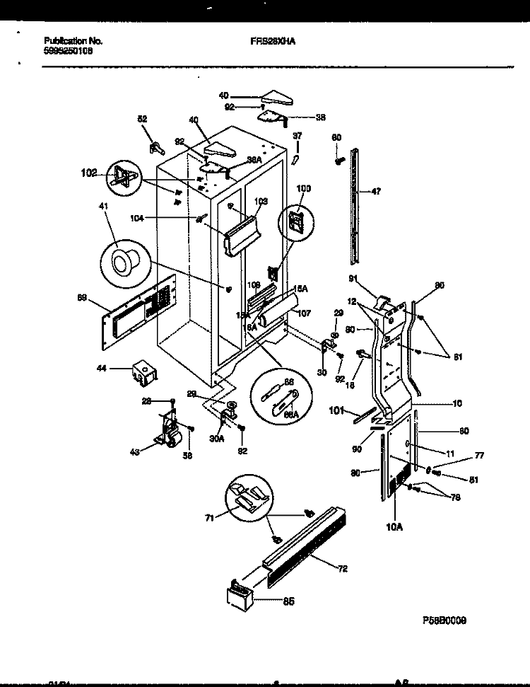 CABINET PARTS Diagram and Parts List for FRS28XHAB1  Frigidaire Refrigerator