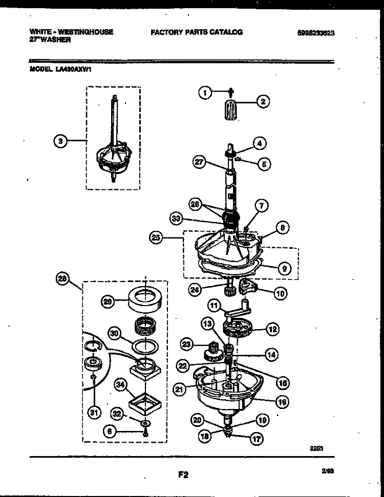 TRANSMISSION PARTS Diagram and Parts List for LA450AXD1  Frigidaire Washer